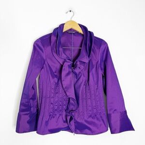 Samuel Dong Purple Ruffle Front Jacket – Women’s Small